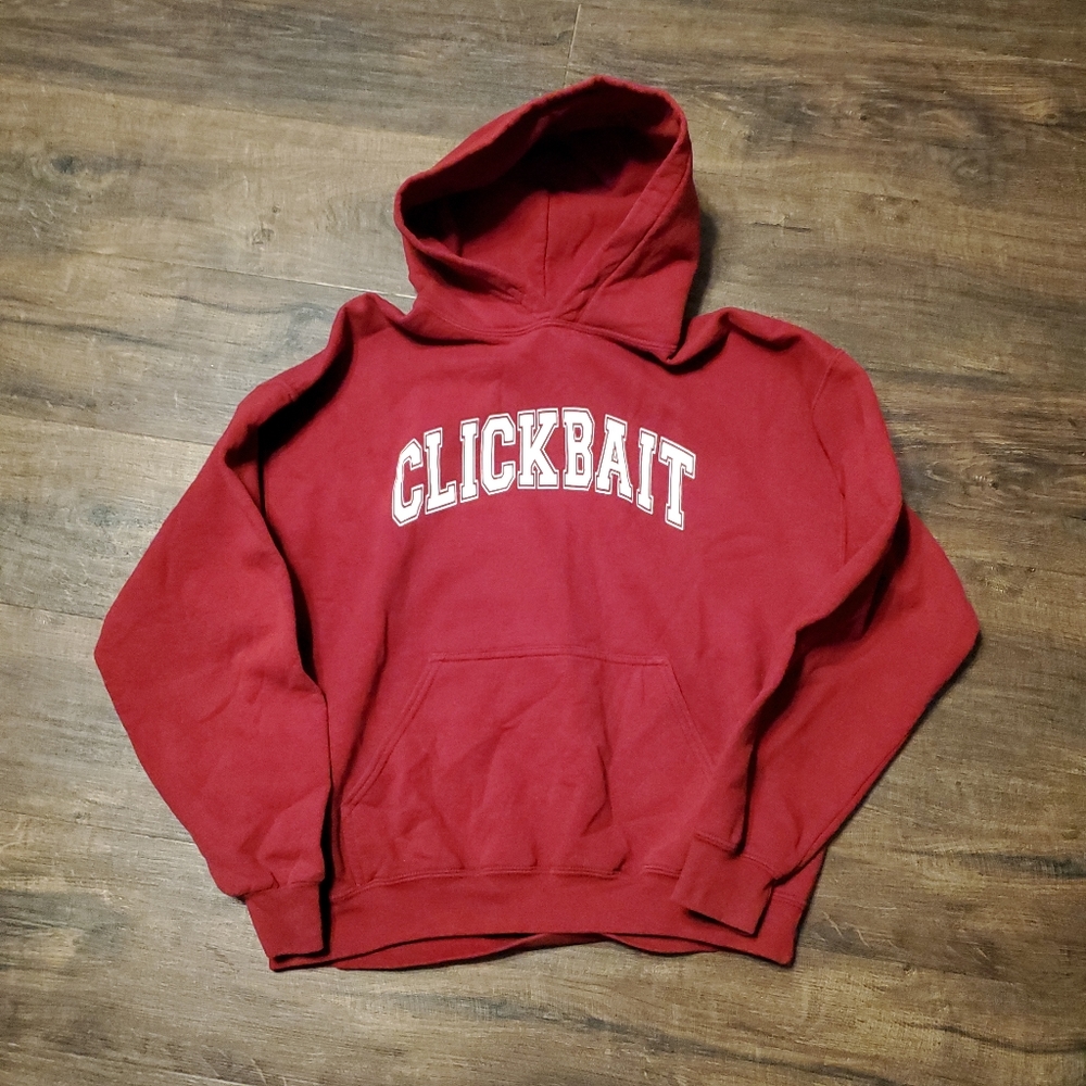 Gildan Red "CLICKBAIT" Pullover Hoodie